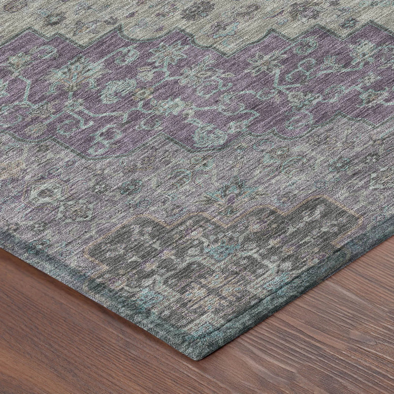 9' X 12' Purple And Plum Medallion Washable Indoor Outdoor Area Rug Homeroots Outdoor