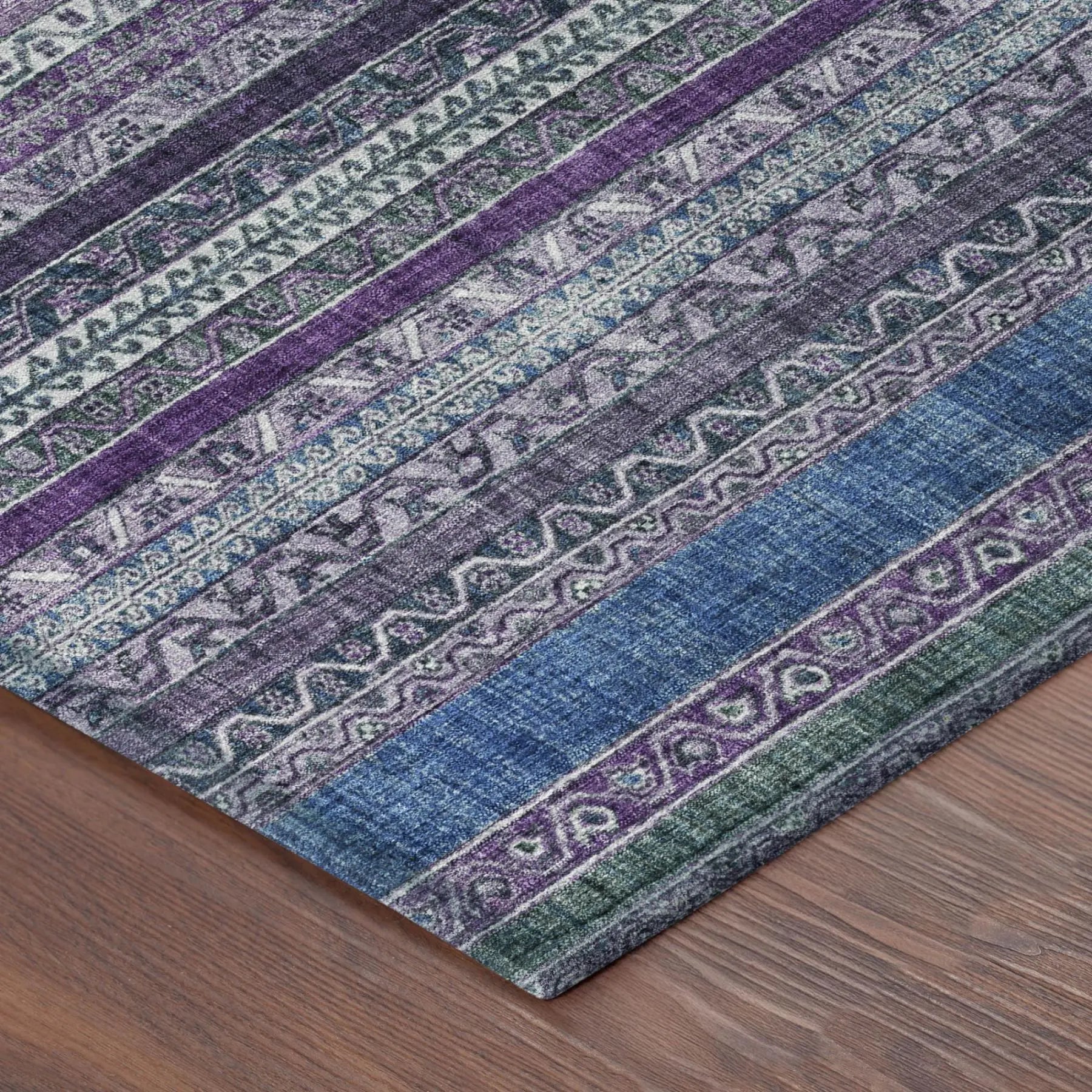 9' X 12' Purple And Plum Striped Washable Indoor Outdoor Area Rug Homeroots Outdoor