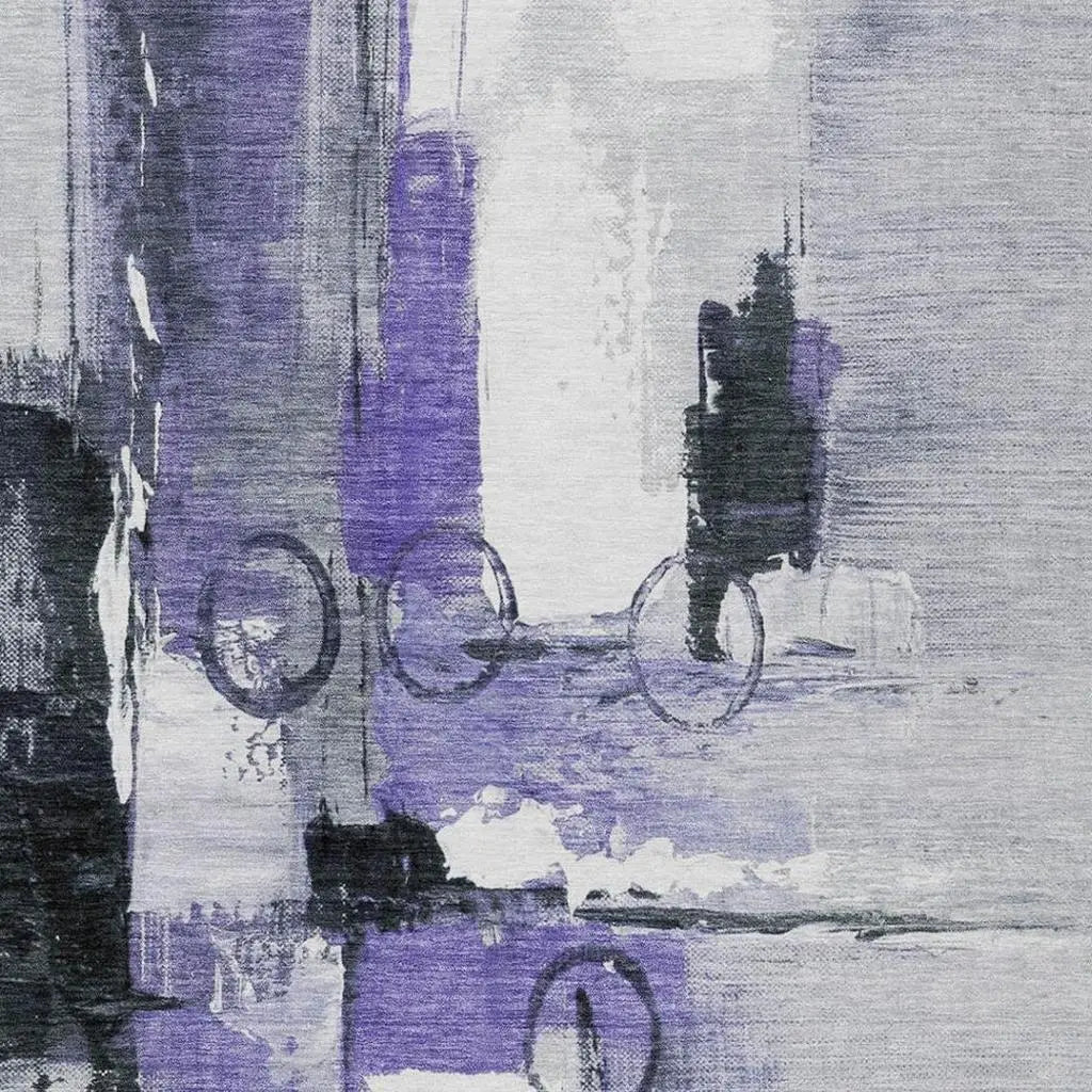9' X 12' Purple And Silver Abstract Washable Indoor Outdoor Area Rug Homeroots Outdoor
