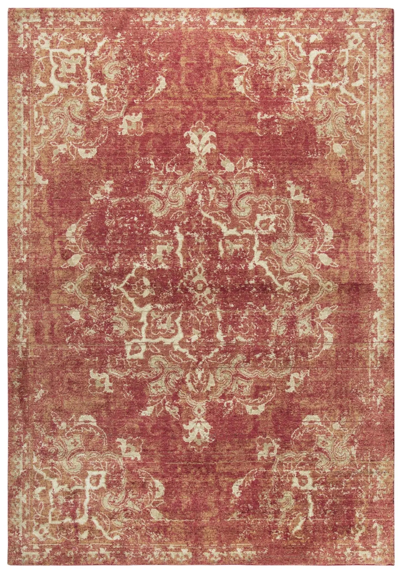 9' X 12' Red And Beige New Zealand Lambs Wool Medallion Hand Carved Handmade Area Rug Homeroots Home Decor