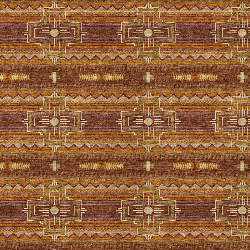 9' X 12' Red And Brown Tribal Washable Indoor Outdoor Area Rug Homeroots Outdoor