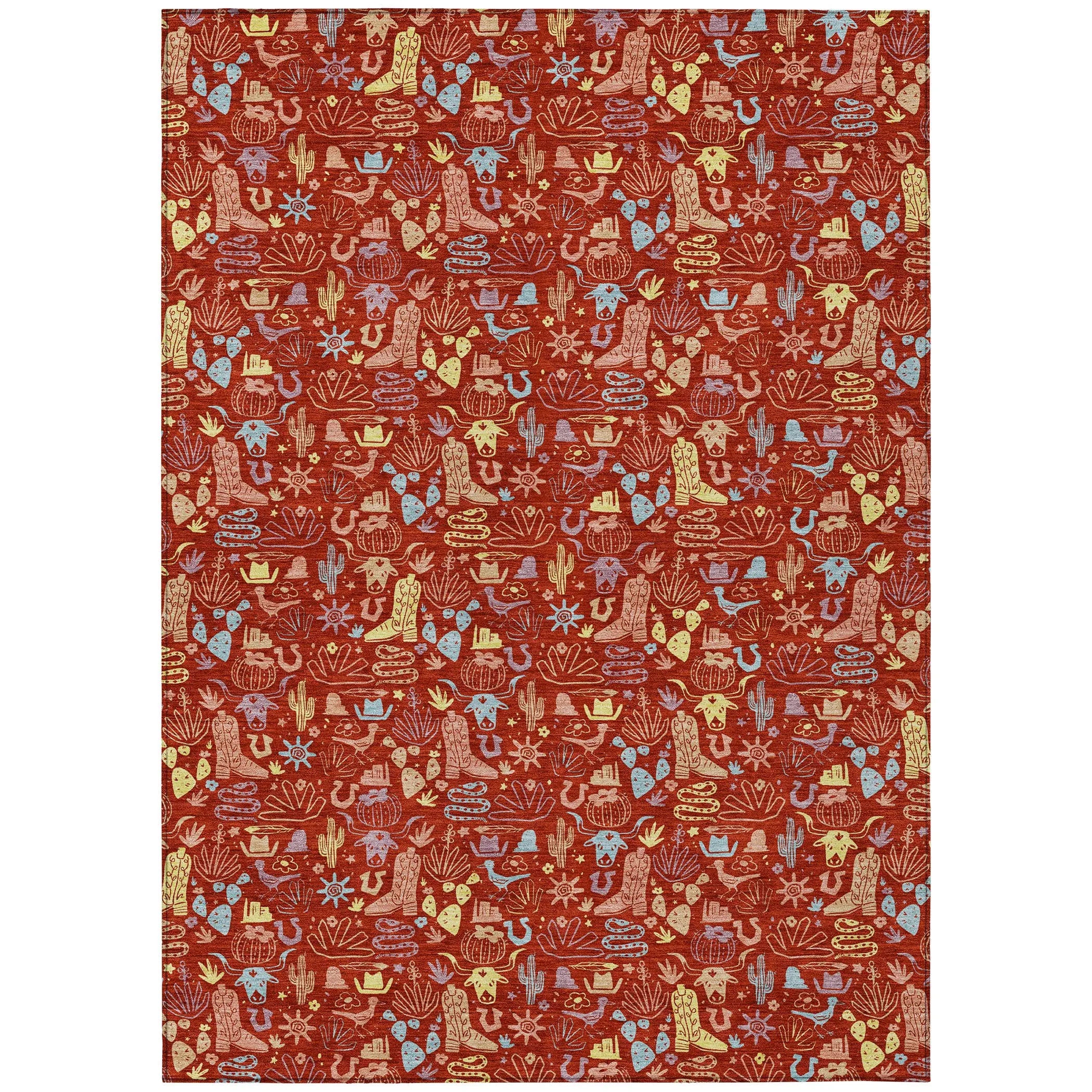 9' X 12' Red And Coral Stars Washable Indoor Outdoor Area Rug Homeroots Outdoor