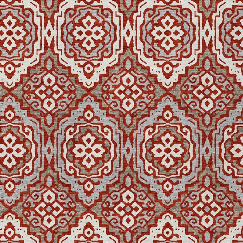 9' X 12' Red And Denim Blue Tribal Washable Indoor Outdoor Area Rug Homeroots Outdoor