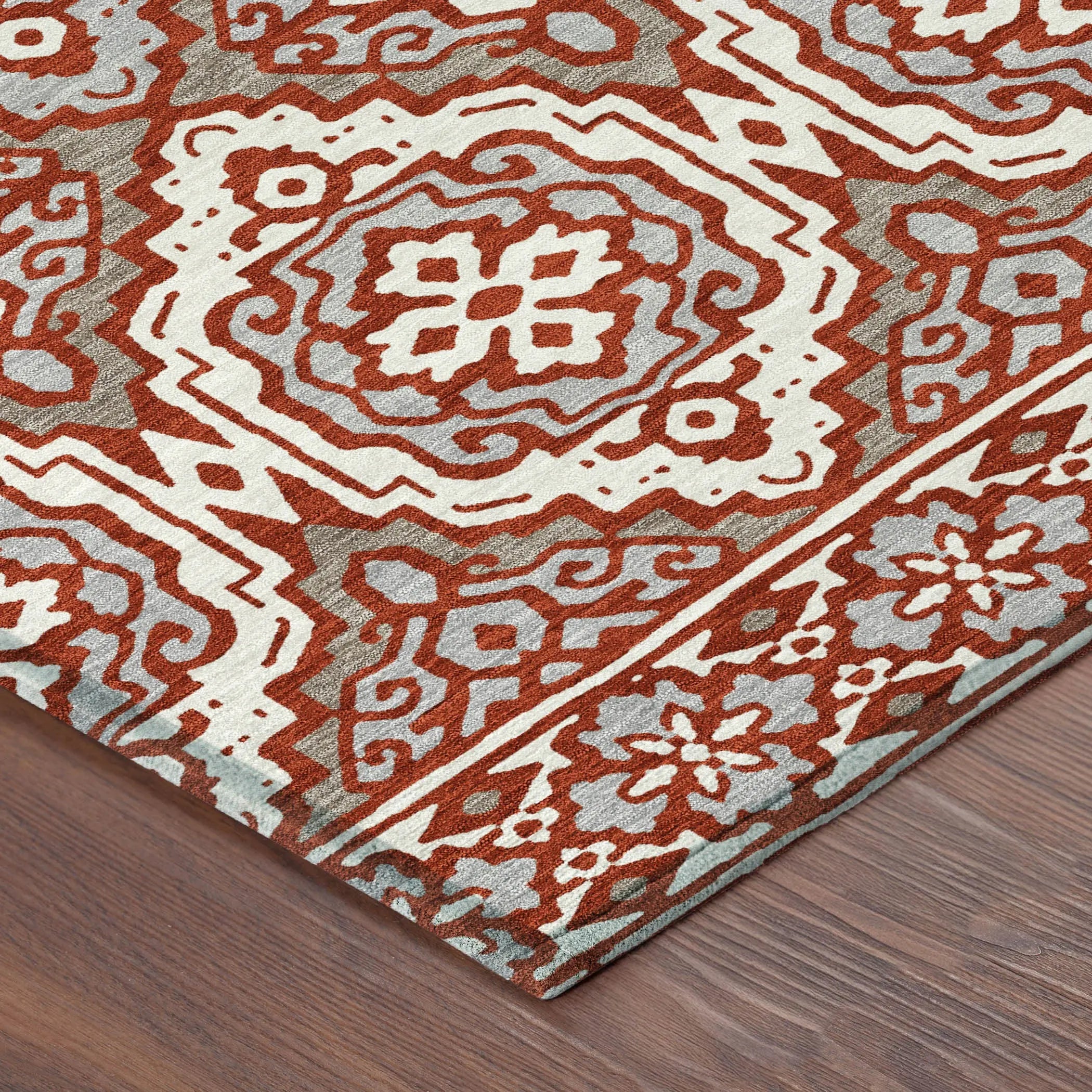 9' X 12' Red And Denim Blue Tribal Washable Indoor Outdoor Area Rug Homeroots Outdoor