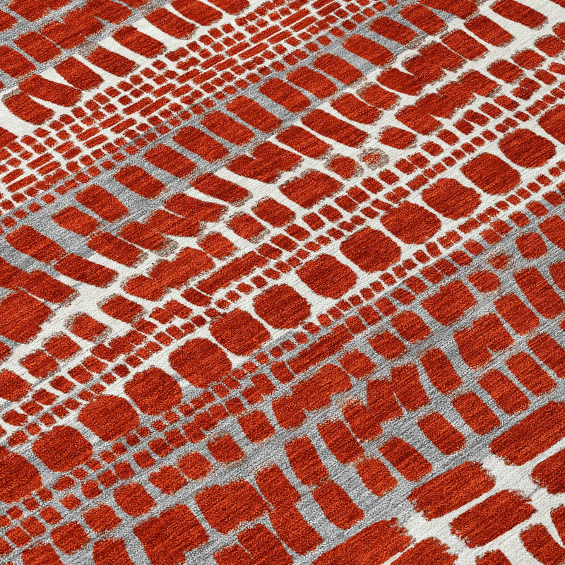 9' X 12' Red And Gray Abstract Washable Indoor Outdoor Area Rug Homeroots Outdoor