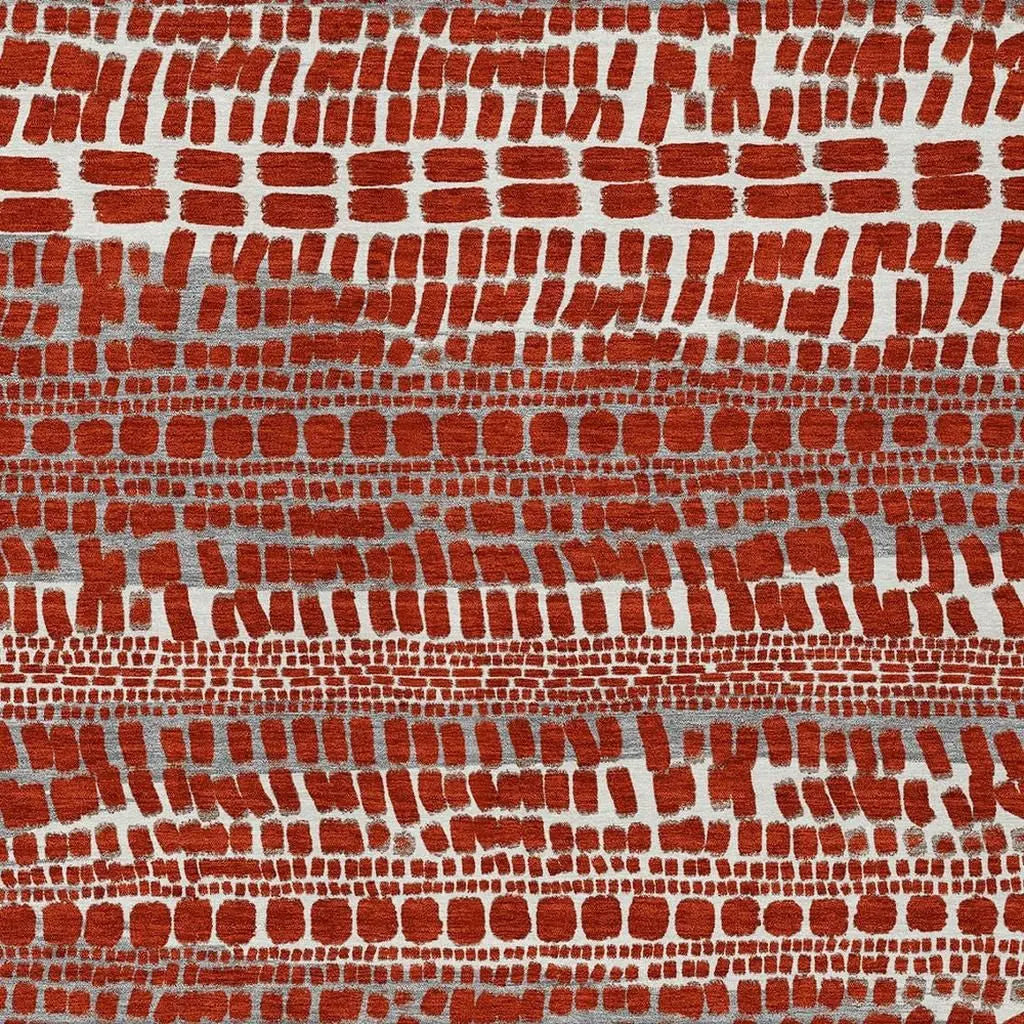 9' X 12' Red And Gray Abstract Washable Indoor Outdoor Area Rug Homeroots Outdoor
