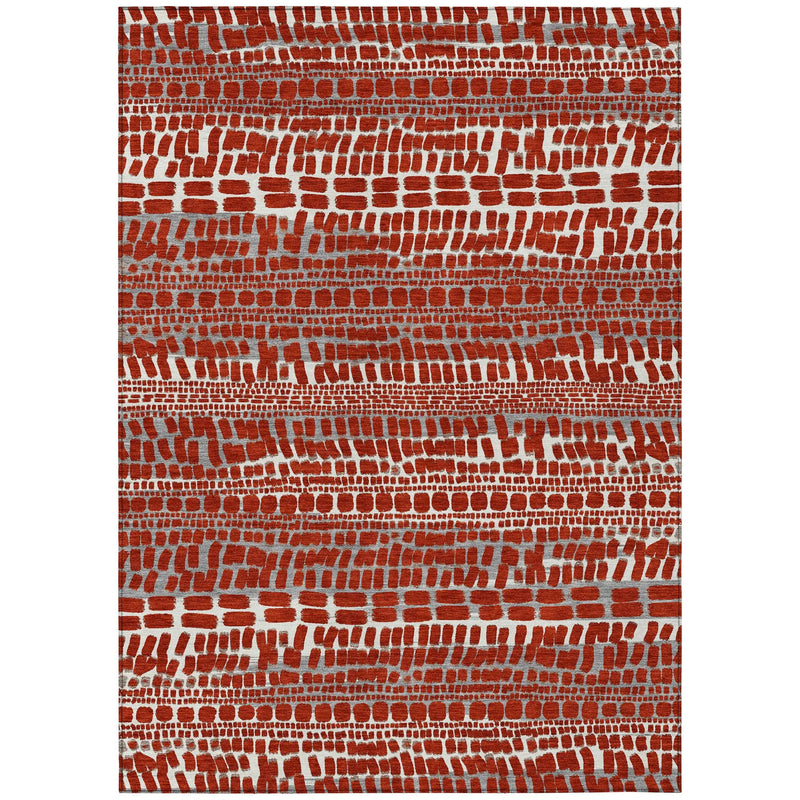 9' X 12' Red And Gray Abstract Washable Indoor Outdoor Area Rug Homeroots Outdoor