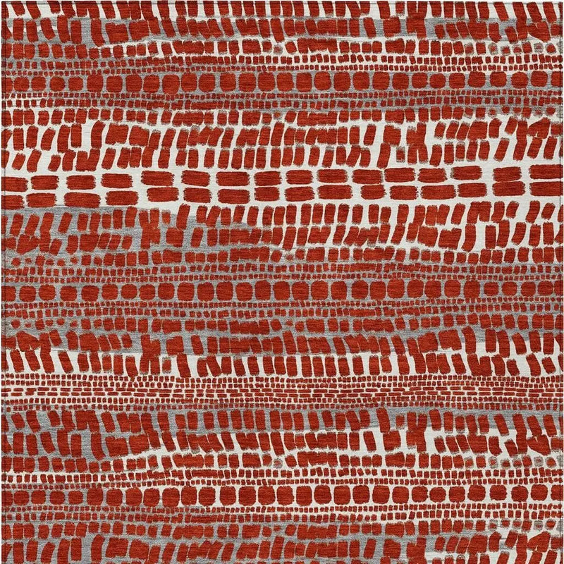 9' X 12' Red And Gray Abstract Washable Indoor Outdoor Area Rug Homeroots Outdoor