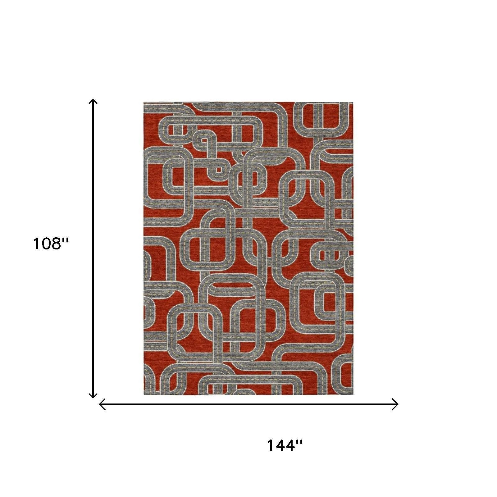 9' X 12' Red And Gray Geometric Washable Indoor Outdoor Area Rug Homeroots Outdoor