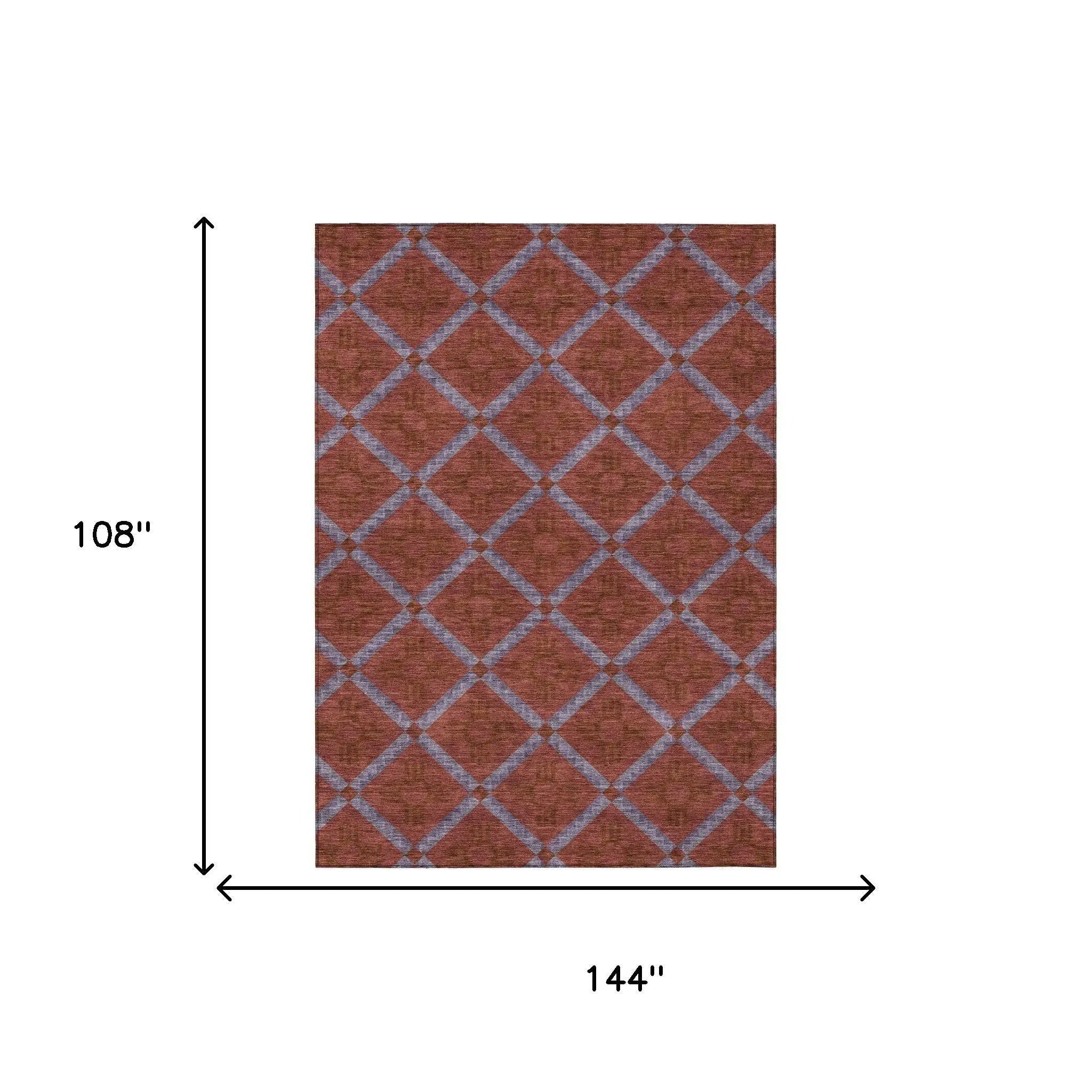 9' X 12' Red And Green Geometric Washable Indoor Outdoor Area Rug Homeroots Outdoor
