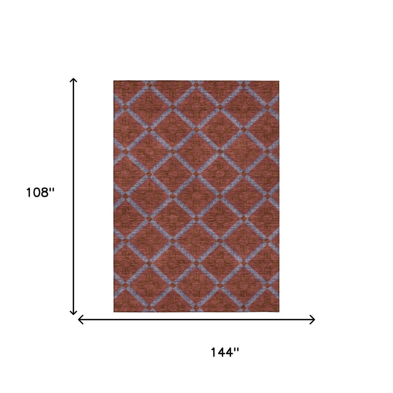 9' X 12' Red And Green Geometric Washable Indoor Outdoor Area Rug Homeroots Outdoor
