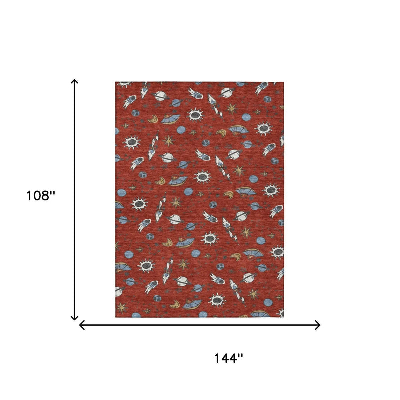 9' X 12' Red And Ivory Animal Print Washable Indoor Outdoor Area Rug Homeroots Outdoor