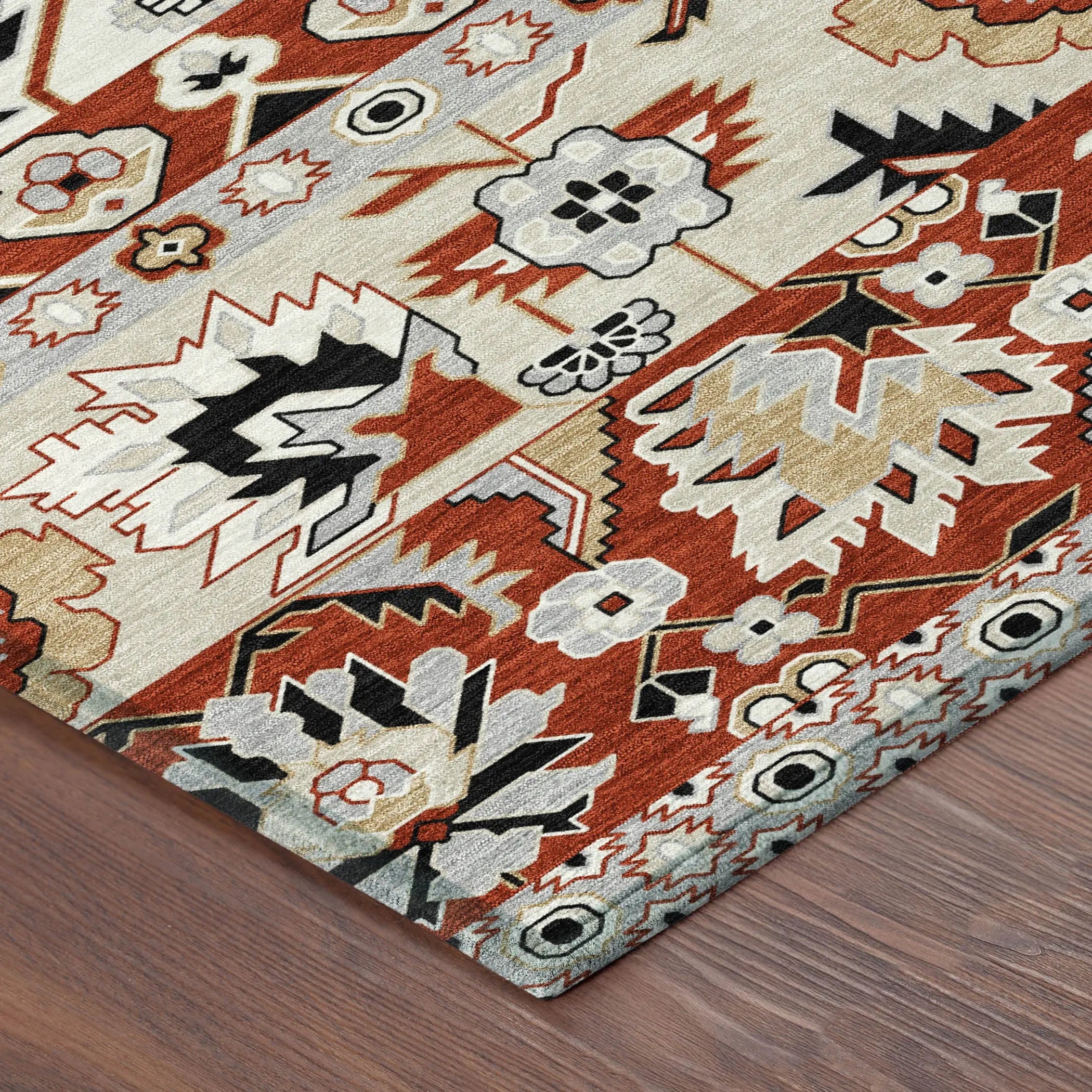 9' X 12' Red And Ivory Cactus Washable Indoor Outdoor Area Rug Homeroots Outdoor