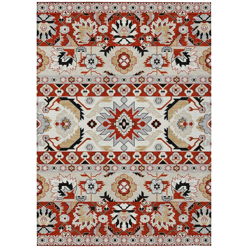 9' X 12' Red And Ivory Cactus Washable Indoor Outdoor Area Rug Homeroots Outdoor