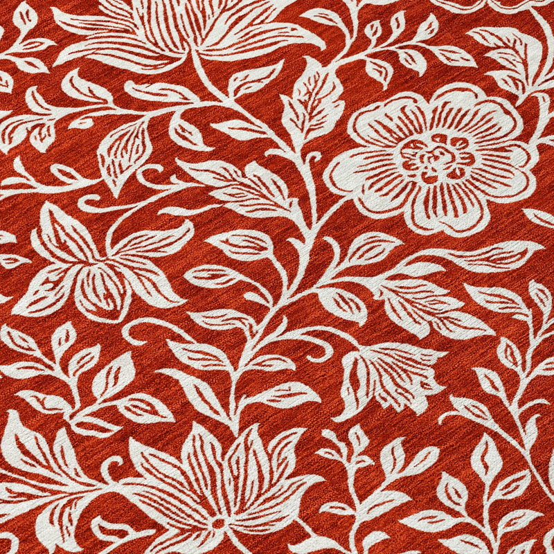 9' X 12' Red And Ivory Floral Washable Indoor Outdoor Area Rug Homeroots Outdoor