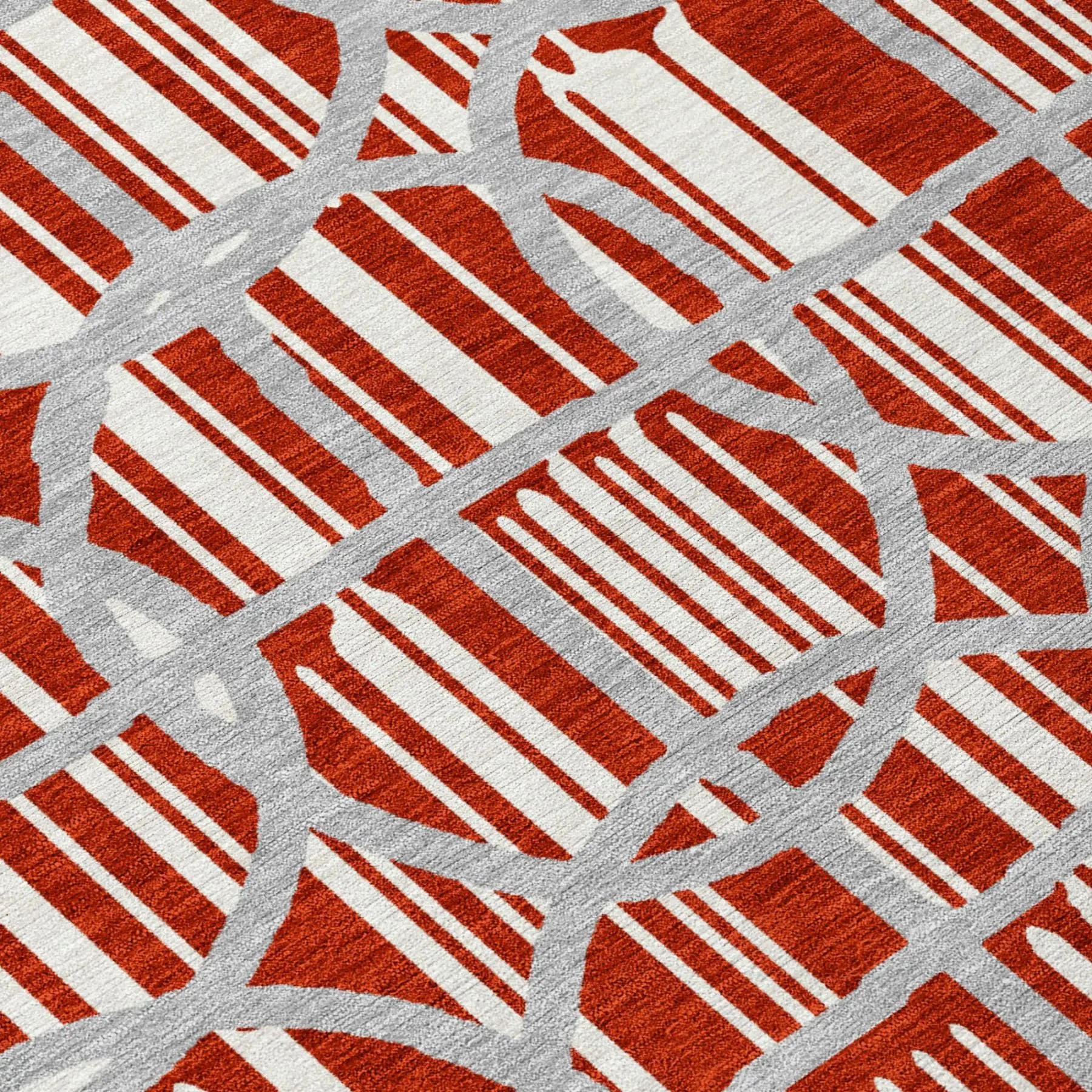 9' X 12' Red And Ivory Geometric Washable Indoor Outdoor Area Rug Homeroots Outdoor