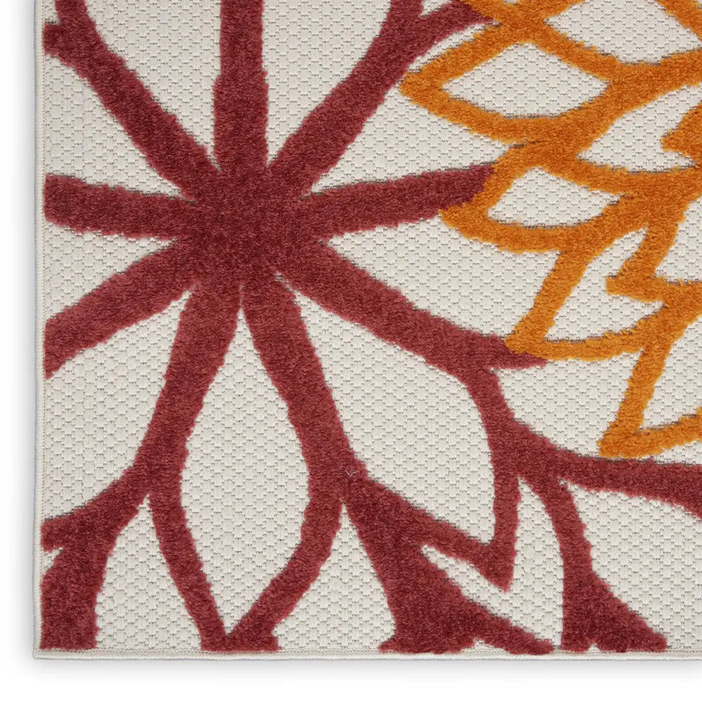 9' X 12' Red And Ivory Indoor Outdoor Area Rug - GreatEagleInc