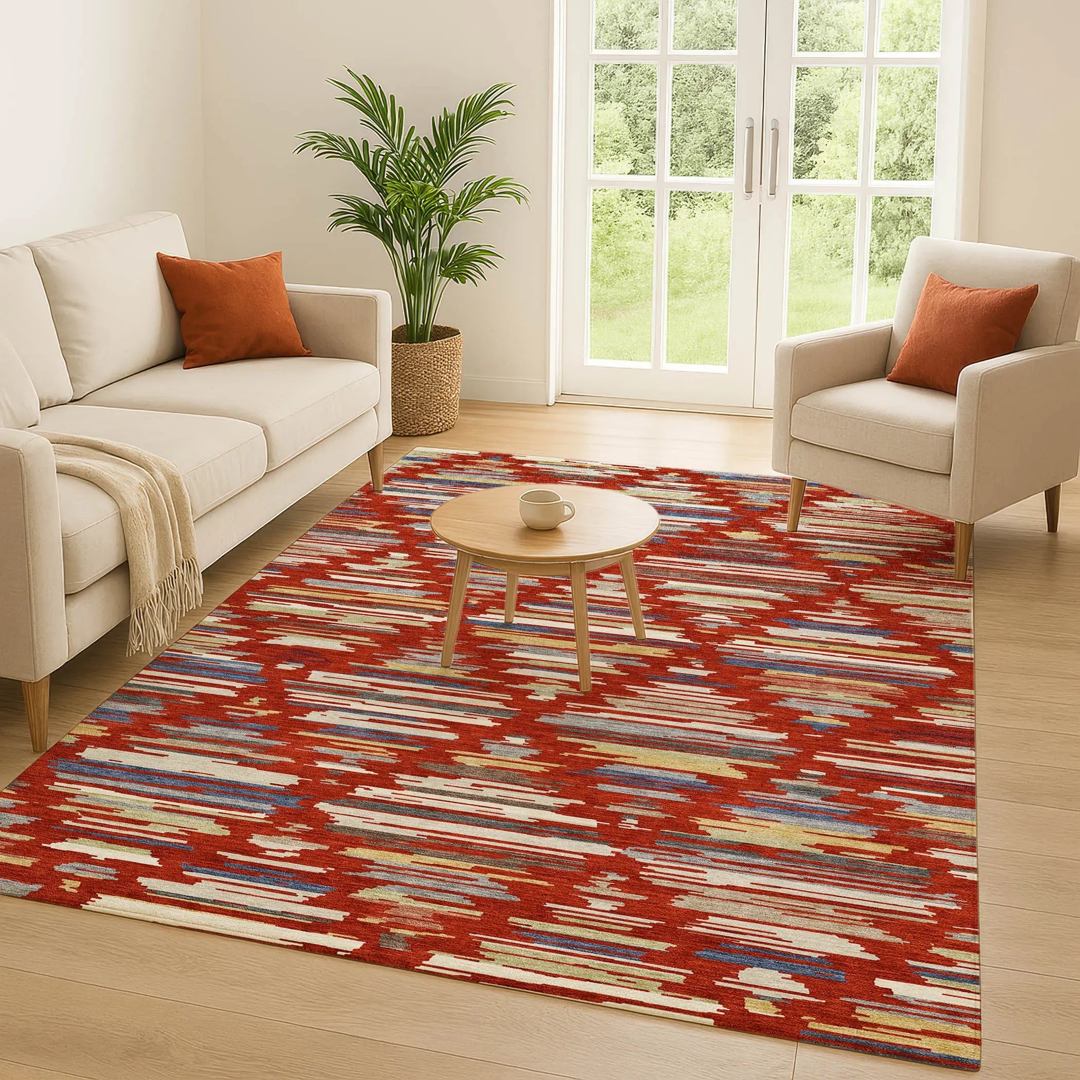 9' X 12' Red And Ivory Southwestern Washable Indoor Outdoor Area Rug Homeroots Outdoor