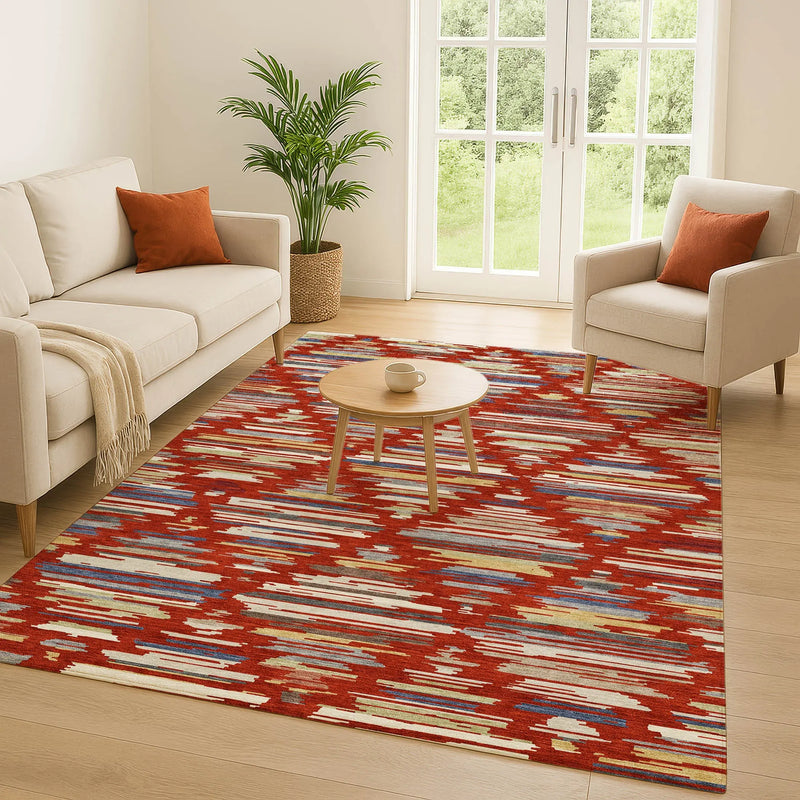 9' X 12' Red And Ivory Southwestern Washable Indoor Outdoor Area Rug Homeroots Outdoor
