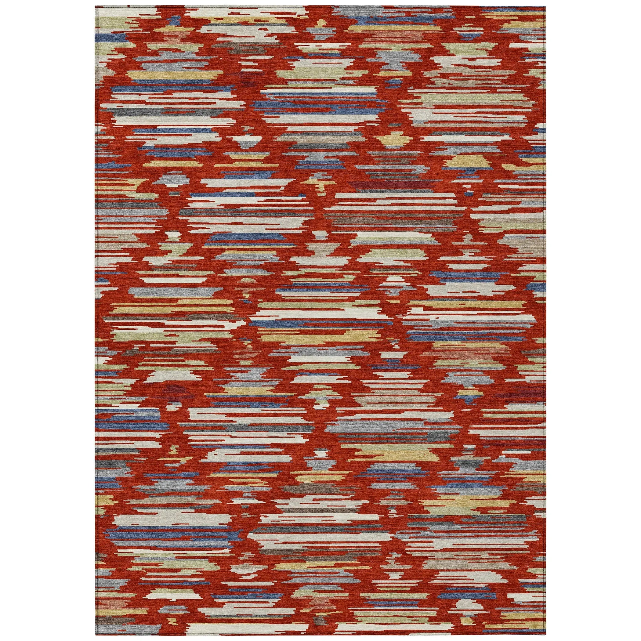 9' X 12' Red And Ivory Southwestern Washable Indoor Outdoor Area Rug Homeroots Outdoor