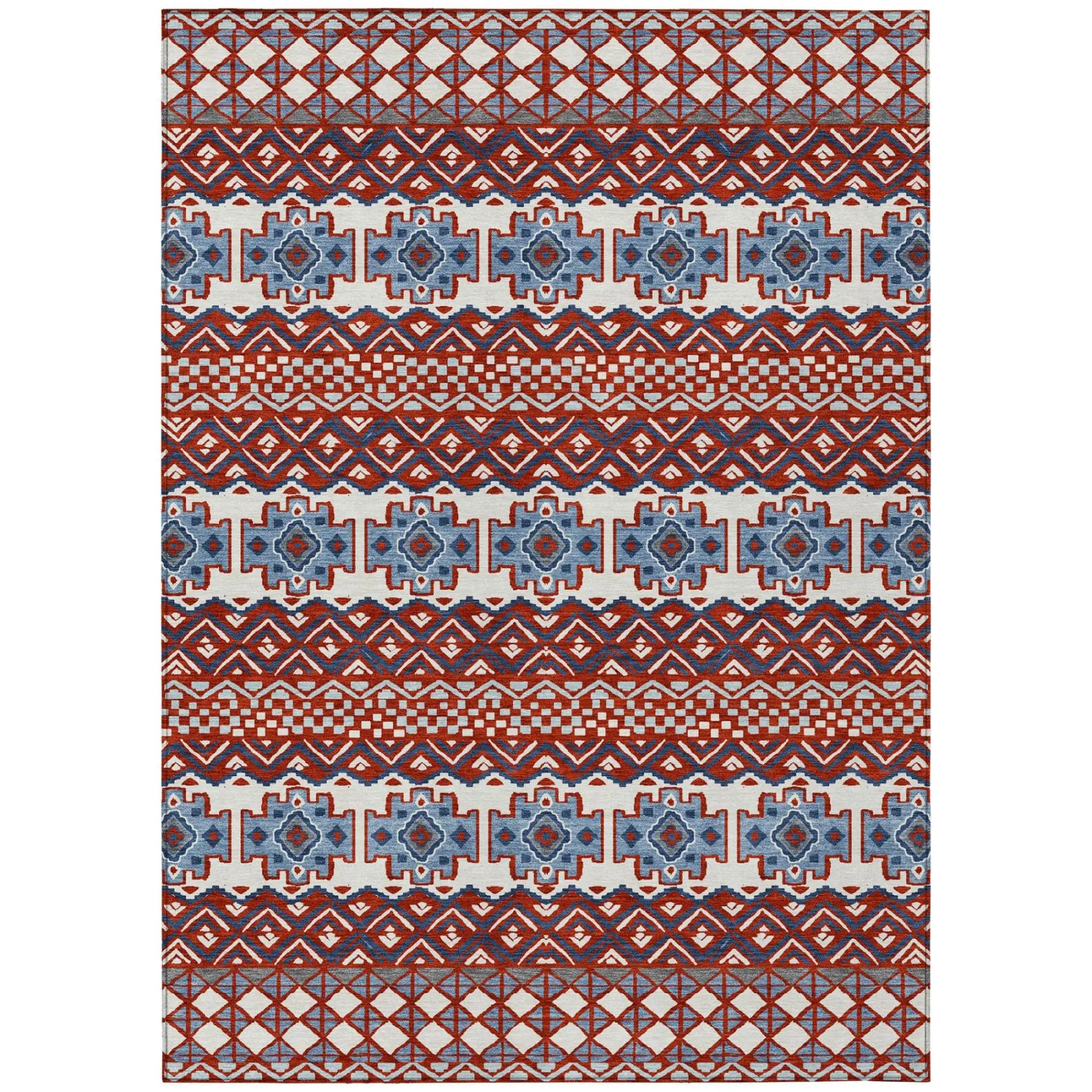 9' X 12' Red And Ivory Striped Washable Indoor Outdoor Area Rug Homeroots Outdoor