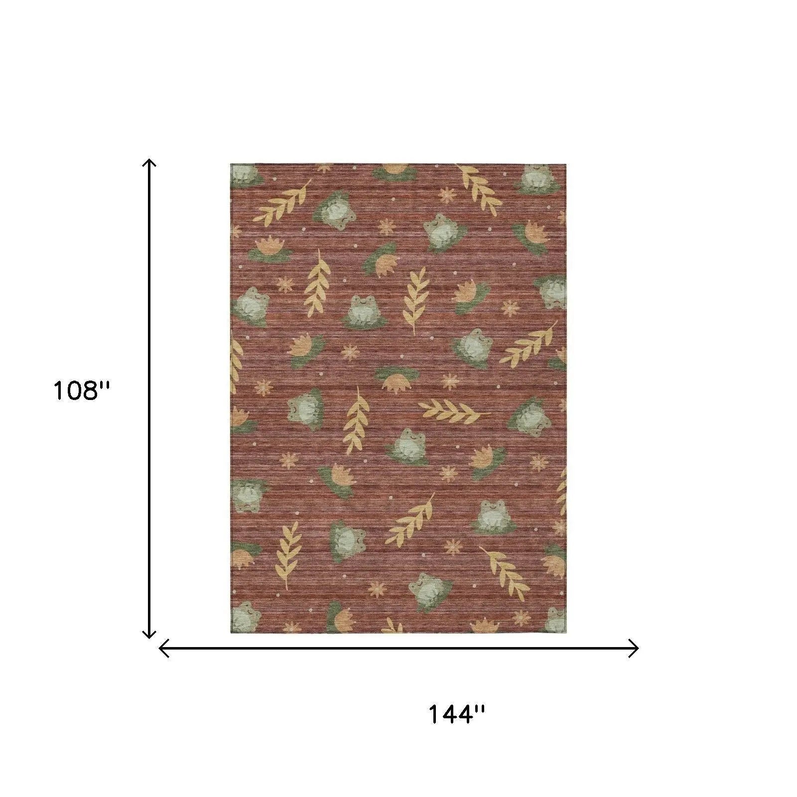 9' X 12' Red And Merlot Botanical Leaves Washable Indoor Outdoor Area Rug Homeroots Outdoor
