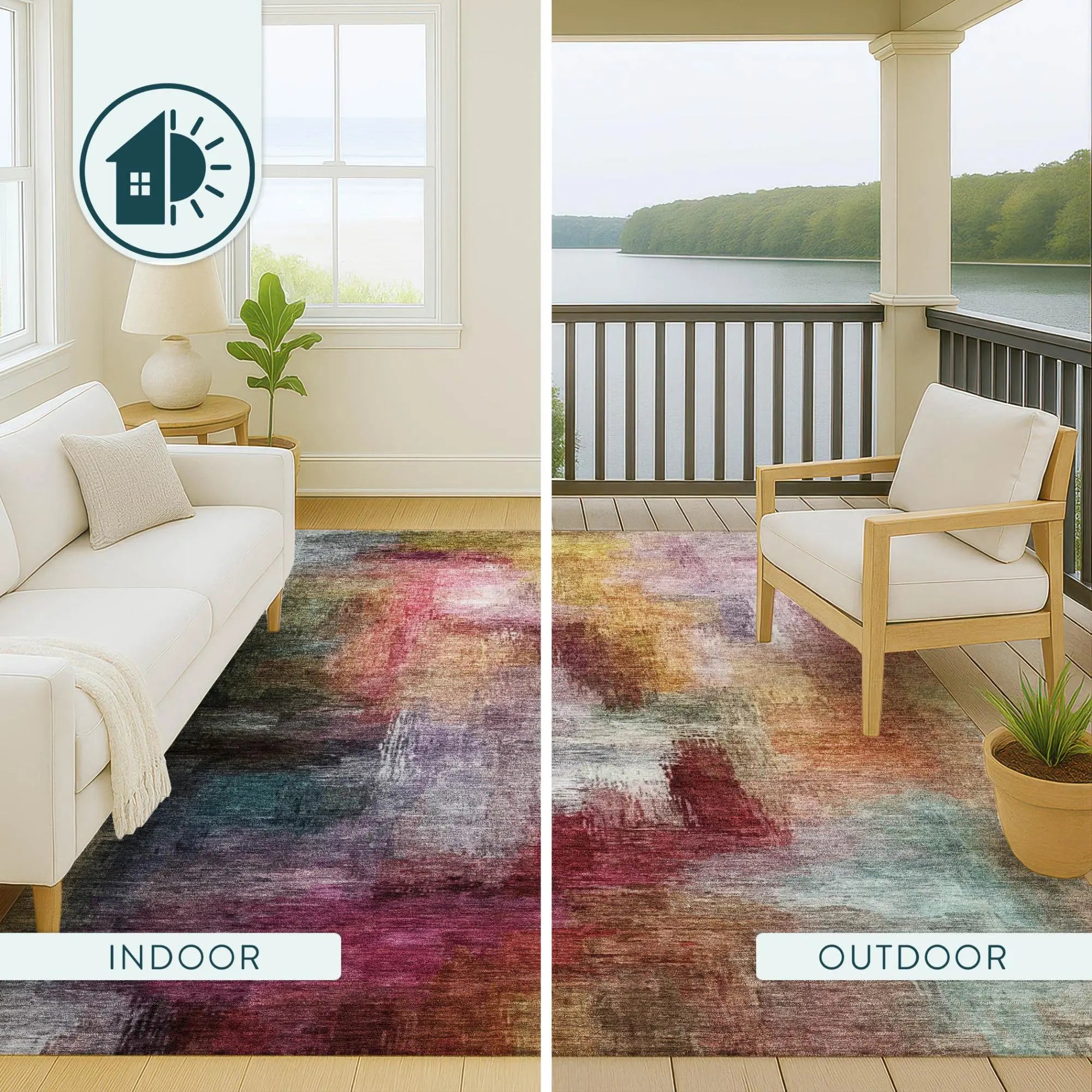 9' X 12' Red And Plum Abstract Washable Indoor Outdoor Area Rug Homeroots Outdoor