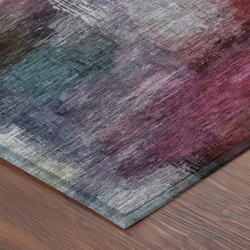 9' X 12' Red And Plum Abstract Washable Indoor Outdoor Area Rug Homeroots Outdoor