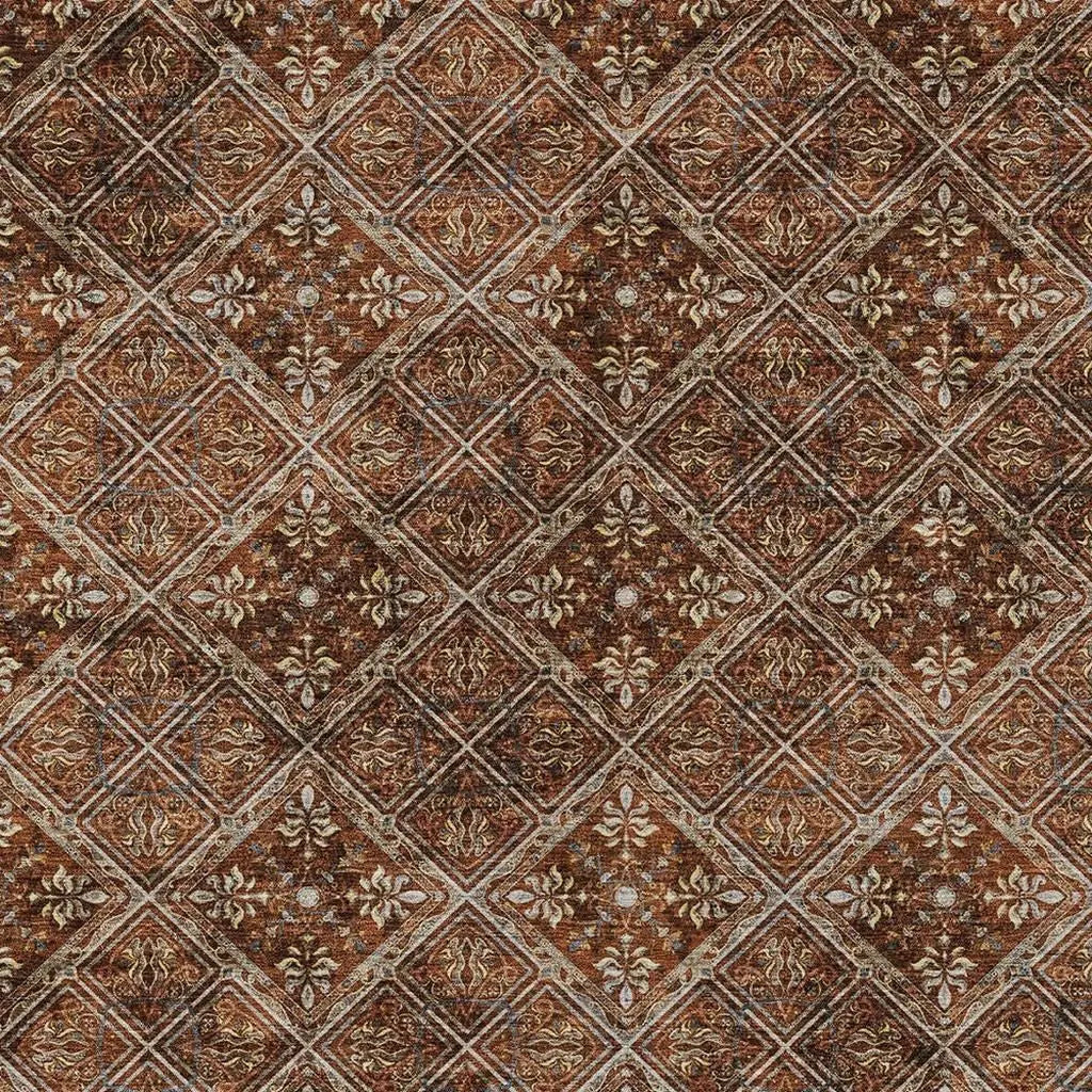 9' X 12' Red And Rust Geometric Washable Indoor Outdoor Area Rug Homeroots Outdoor