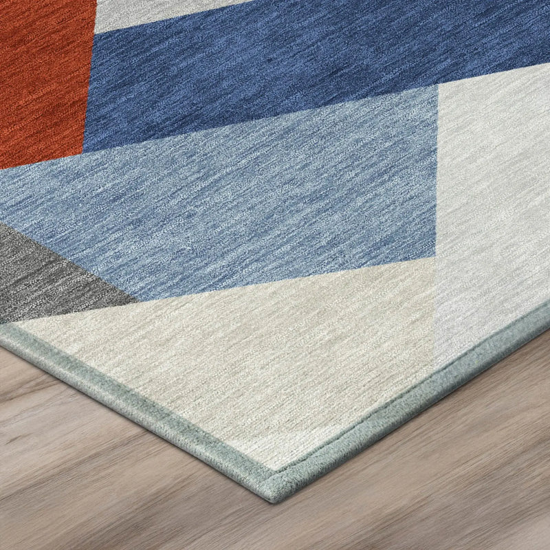 9' X 12' Red And Silver Geometric Washable Indoor Outdoor Area Rug Homeroots Outdoor
