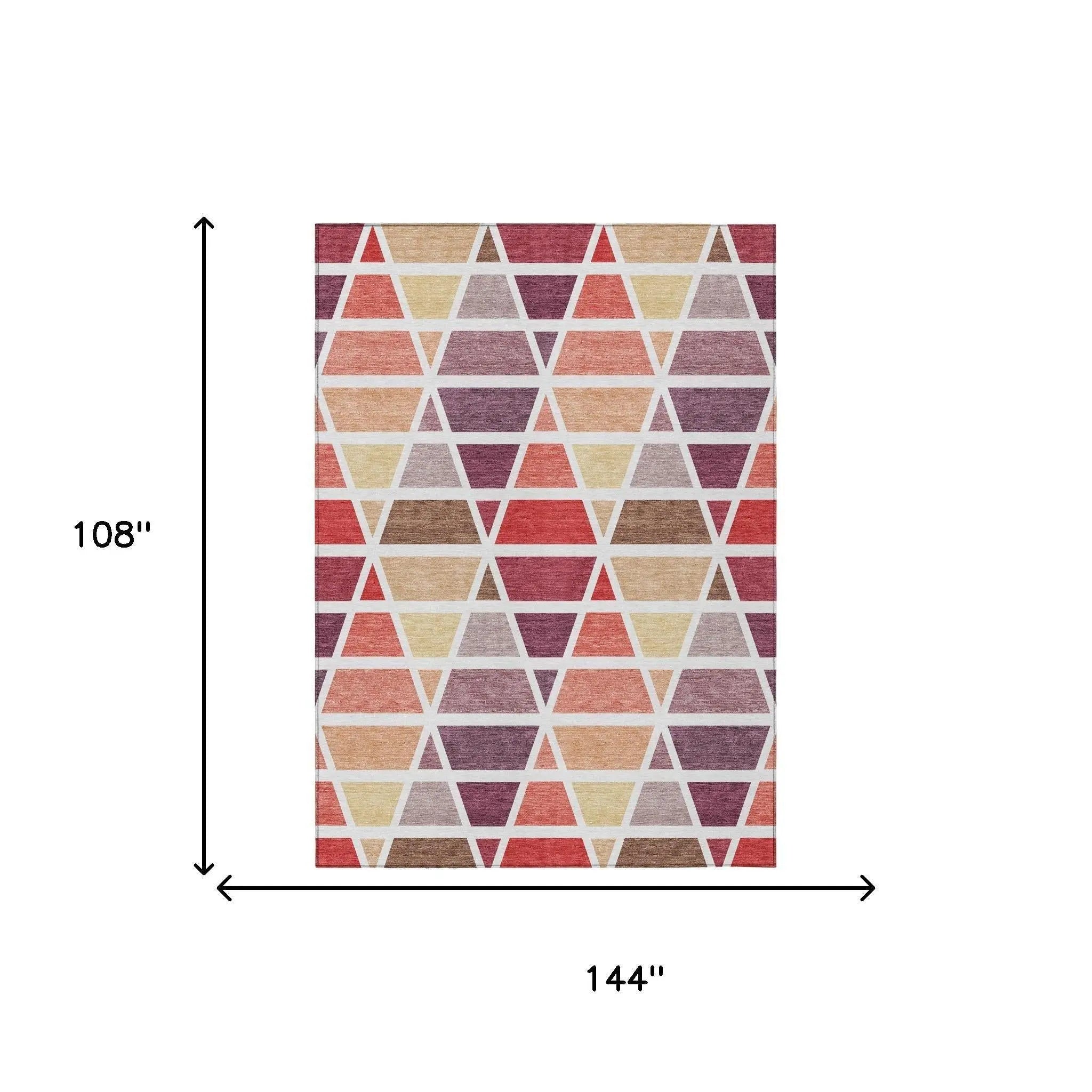 9' X 12' Red And White Geometric Washable Indoor Outdoor Area Rug Homeroots Outdoor