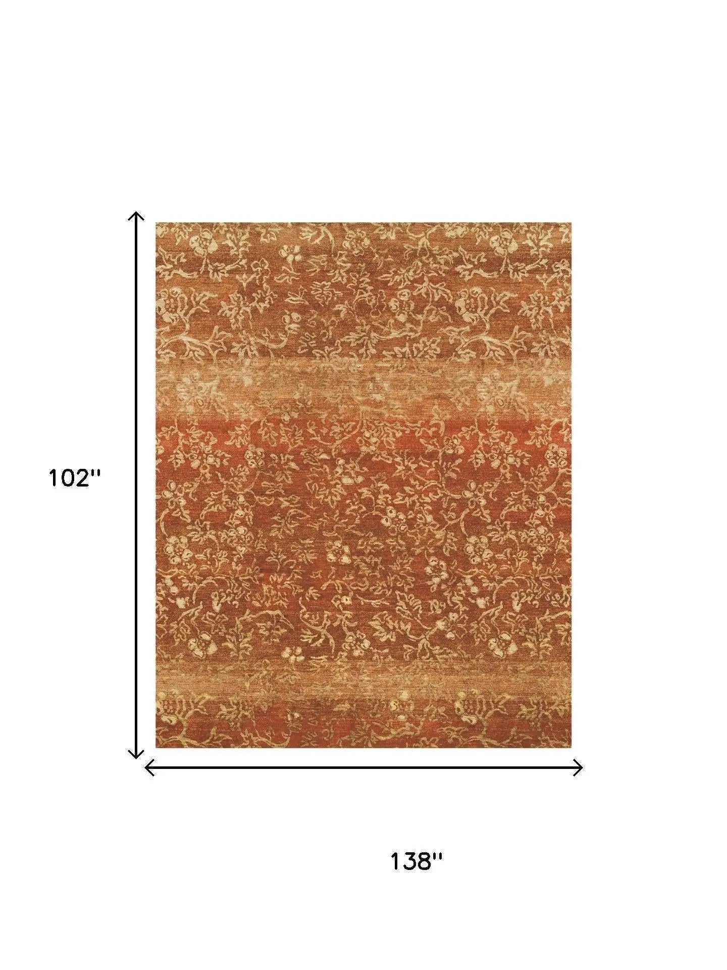 9' X 12' Red Orange And Gold Wool Floral Hand Knotted Area Rug Homeroots Home Decor