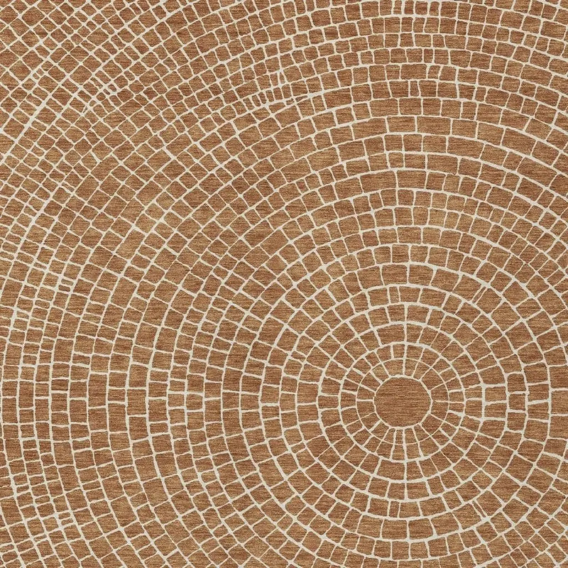 9' X 12' Rust And Ivory Geometric Washable Indoor Outdoor Area Rug Homeroots Outdoor