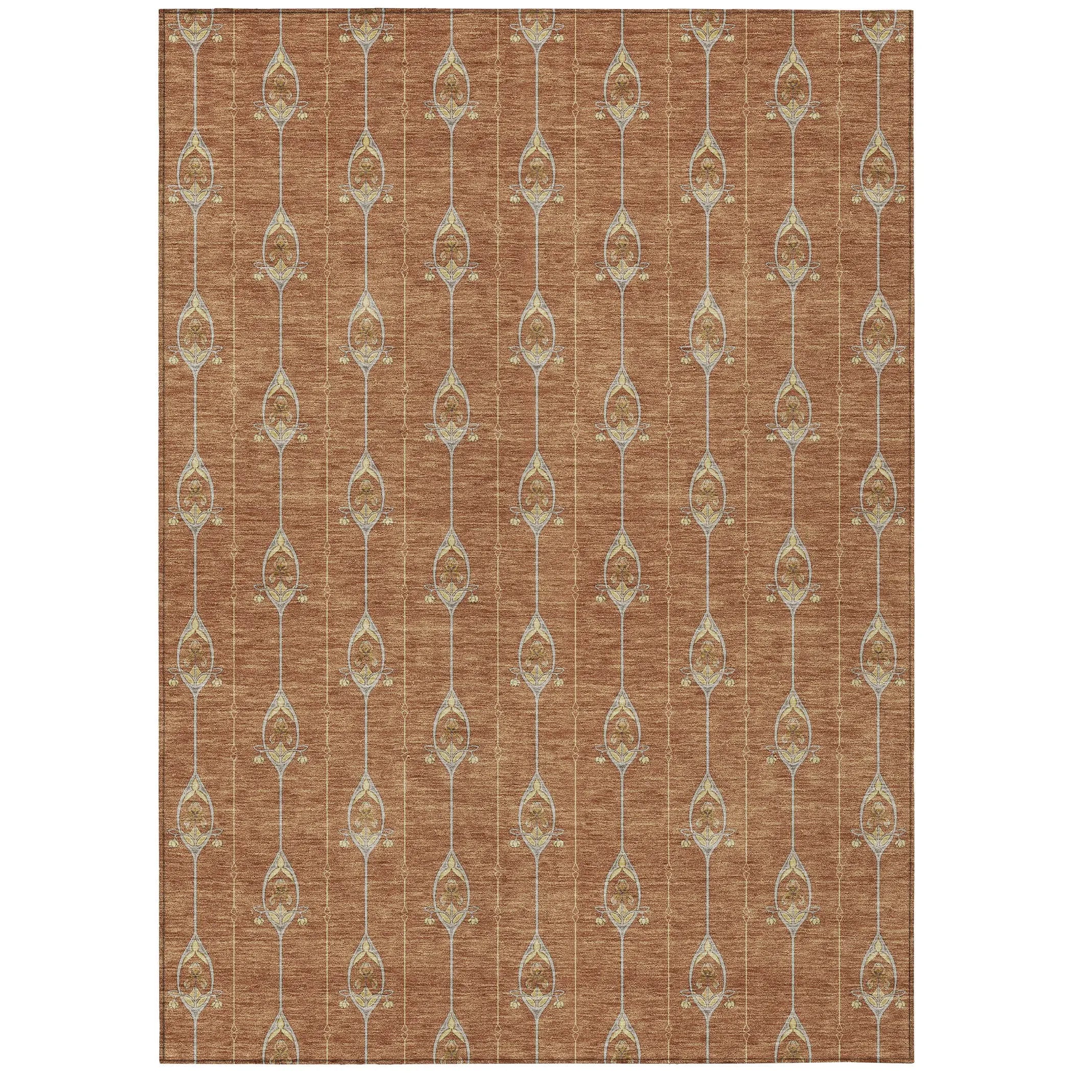 9' X 12' Rust And Linen Geometric Washable Indoor Outdoor Area Rug Homeroots Outdoor