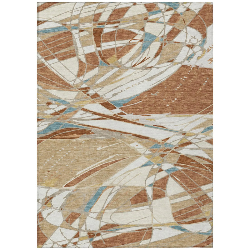 9' X 12' Rust And Orange Abstract Washable Indoor Outdoor Area Rug Homeroots Outdoor