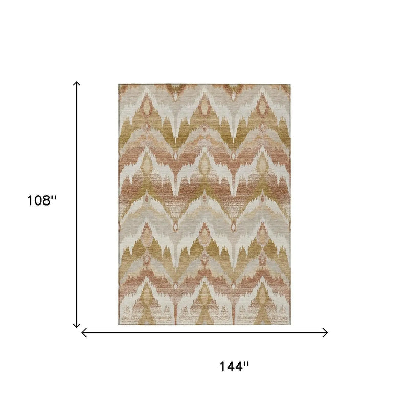 9' X 12' Rust And Orange Abstract Washable Indoor Outdoor Area Rug Homeroots Outdoor