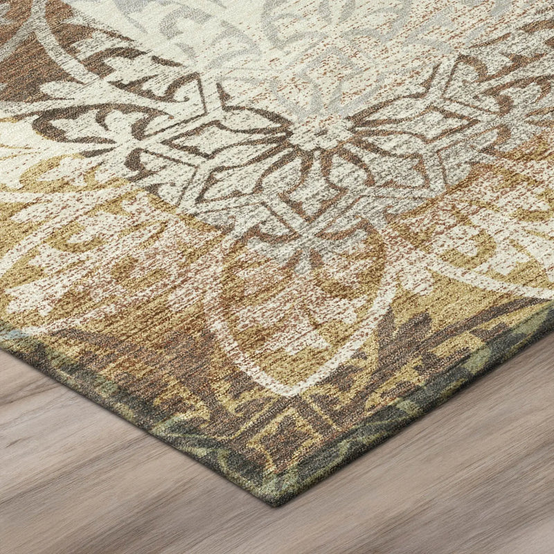 9' X 12' Rust And Orange Oriental Washable Indoor Outdoor Area Rug Homeroots Outdoor