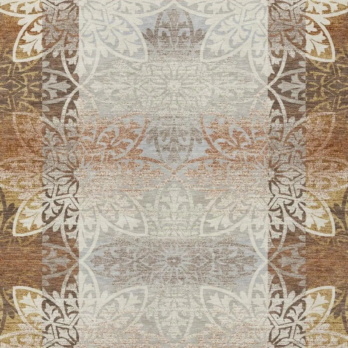9' X 12' Rust And Orange Oriental Washable Indoor Outdoor Area Rug Homeroots Outdoor