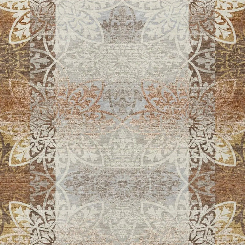 9' X 12' Rust And Orange Oriental Washable Indoor Outdoor Area Rug Homeroots Outdoor
