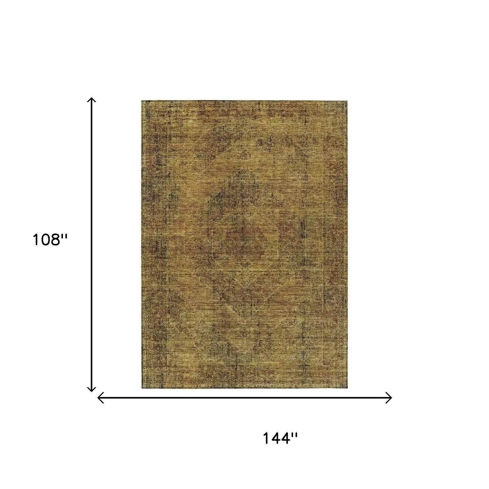 9' X 12' Rust And Orange Oriental Washable Indoor Outdoor Area Rug Homeroots Outdoor