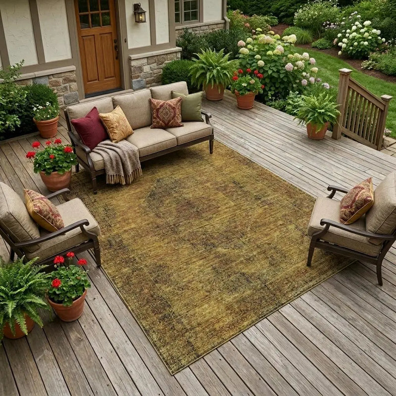 9' X 12' Rust And Orange Oriental Washable Indoor Outdoor Area Rug Homeroots Outdoor