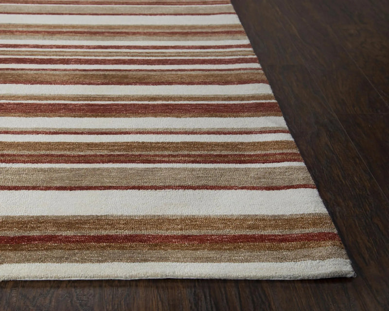 9' X 12' Rust Ivory And Beige Striped Hand Tufted Area Rug Homeroots Home Decor