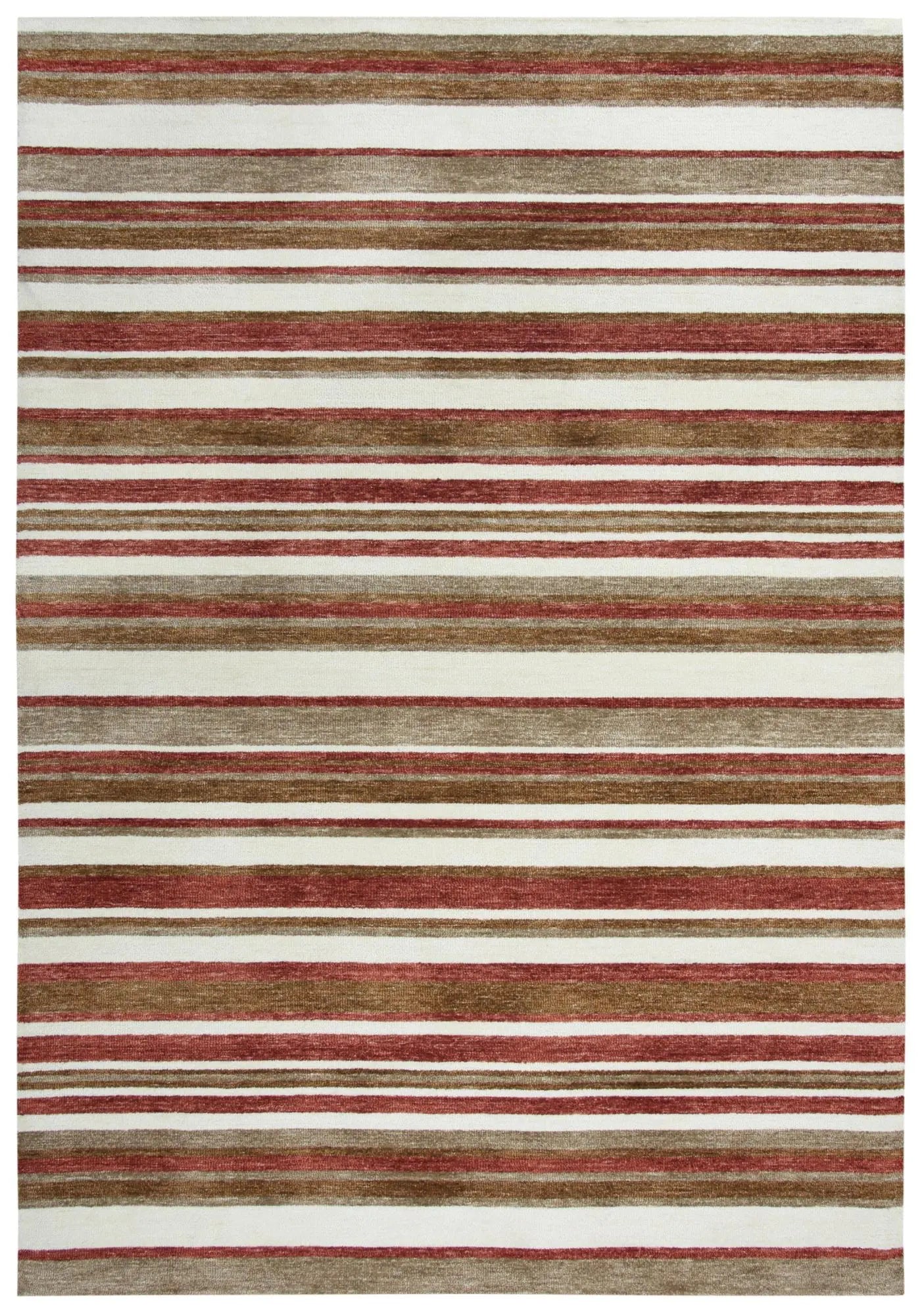 9' X 12' Rust Ivory And Beige Striped Hand Tufted Area Rug Homeroots Home Decor