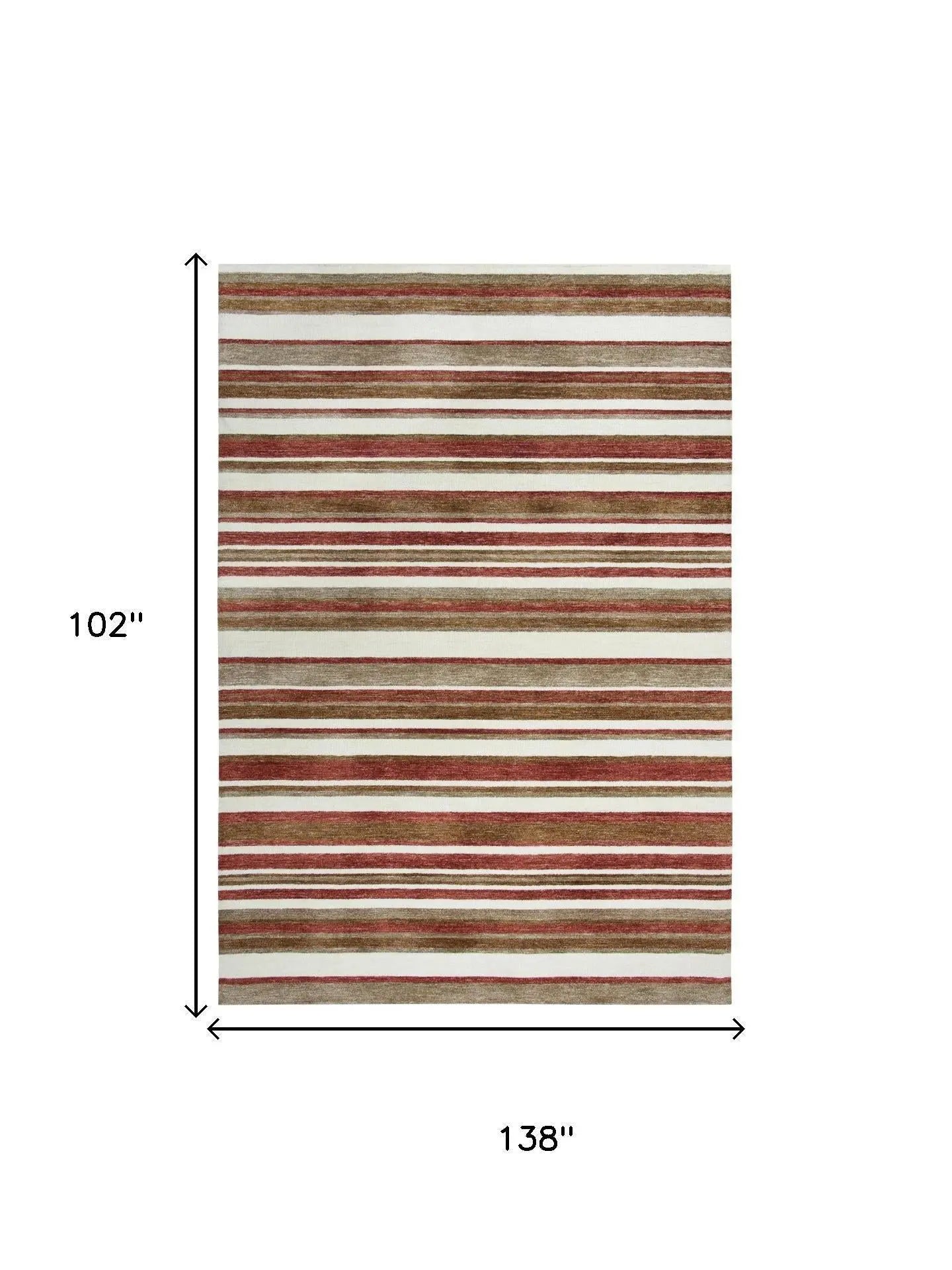 9' X 12' Rust Ivory And Beige Striped Hand Tufted Area Rug Homeroots Home Decor