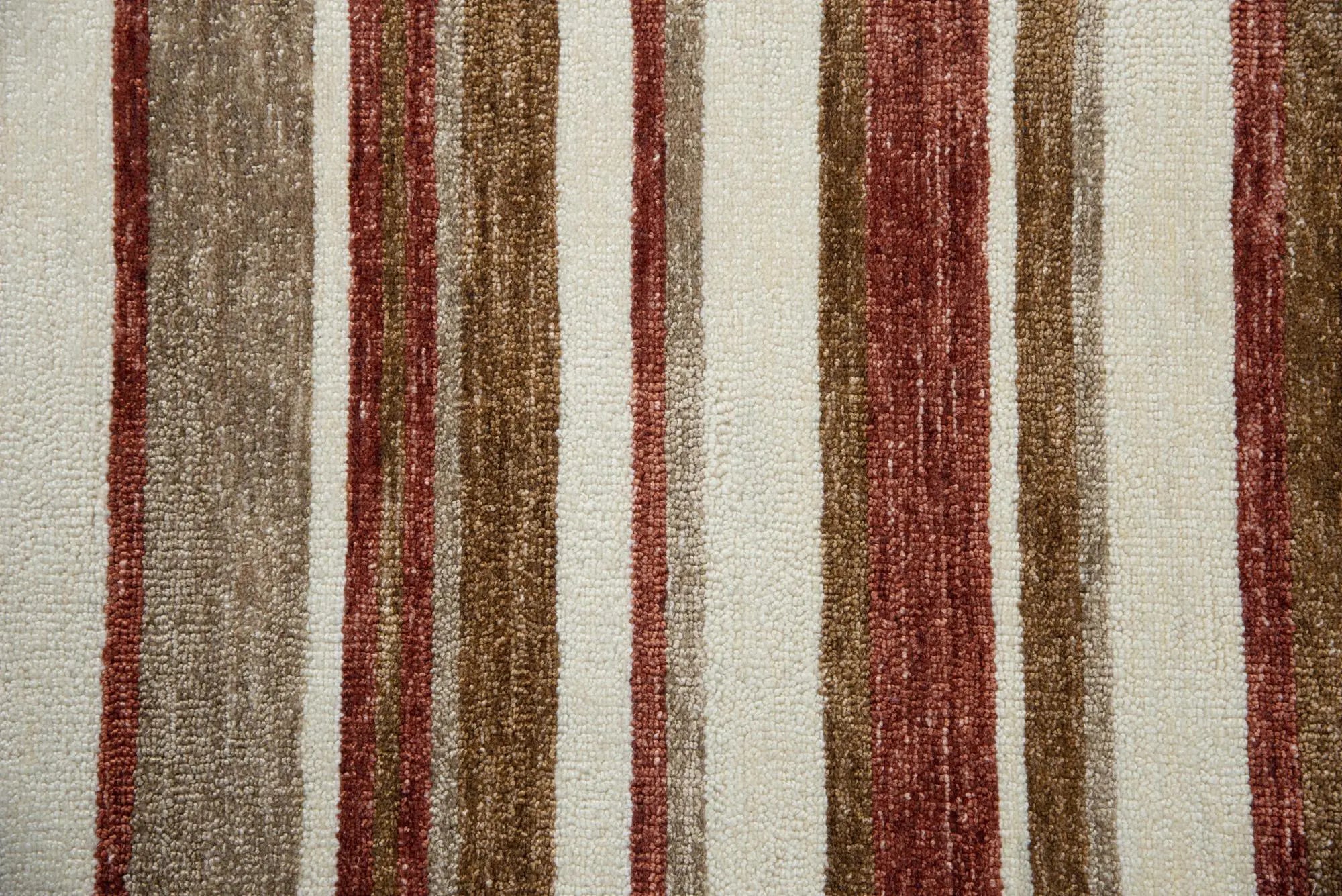 9' X 12' Rust Ivory And Beige Striped Hand Tufted Area Rug Homeroots Home Decor