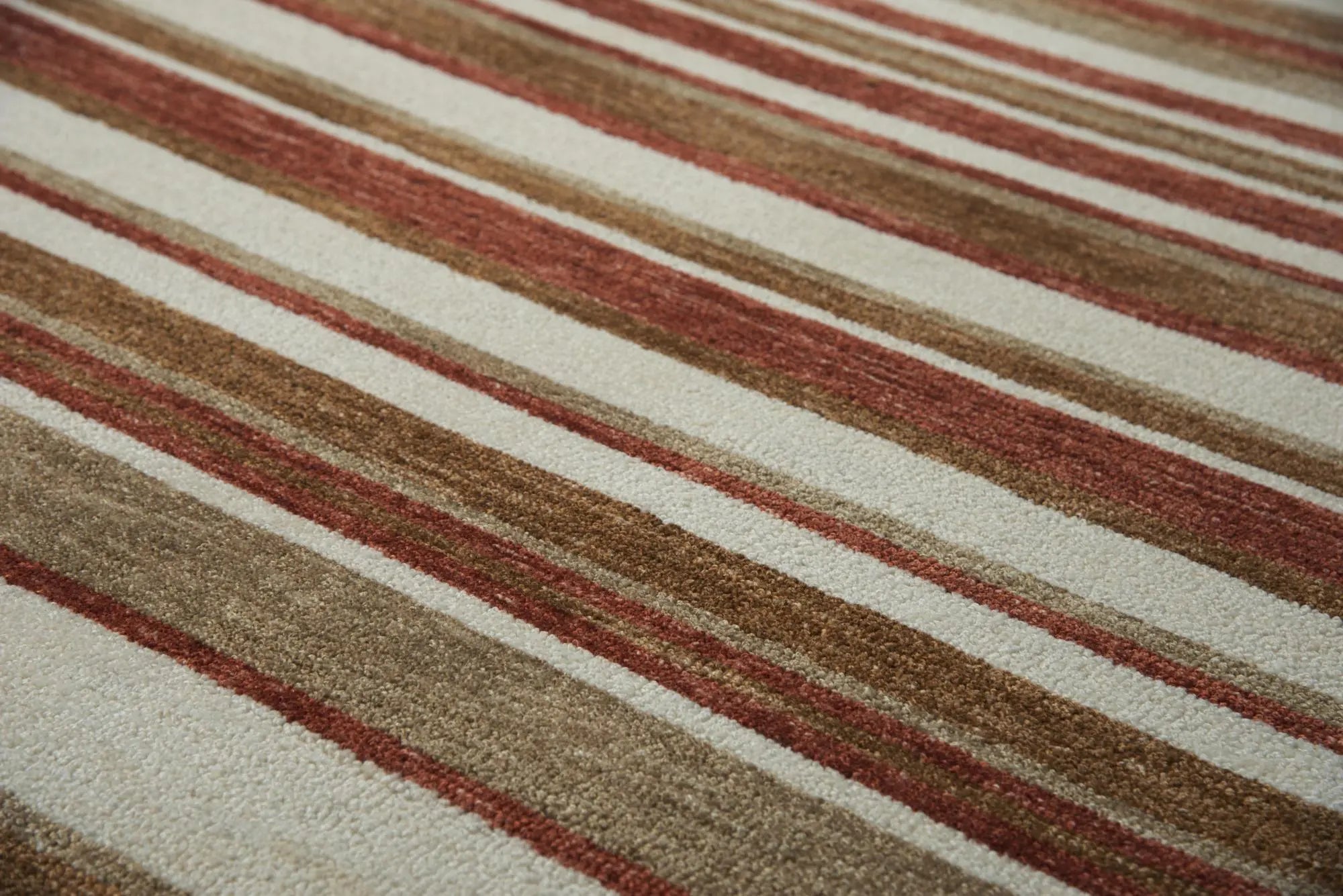 9' X 12' Rust Ivory And Beige Striped Hand Tufted Area Rug Homeroots Home Decor