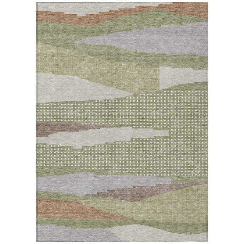 9' X 12' Sage And Green Abstract Washable Indoor Outdoor Area Rug Homeroots Outdoor