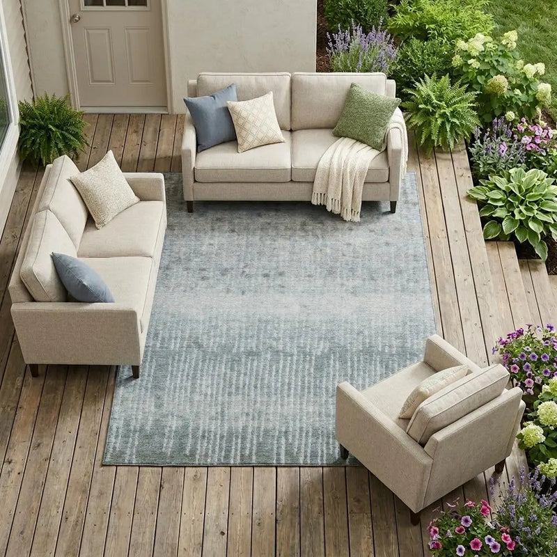 9' X 12' Sage And Green Abstract Washable Indoor Outdoor Area Rug Homeroots Outdoor