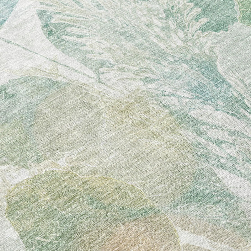 9' X 12' Sage And Green Botanical Leaves Washable Indoor Outdoor Area Rug Homeroots Outdoor