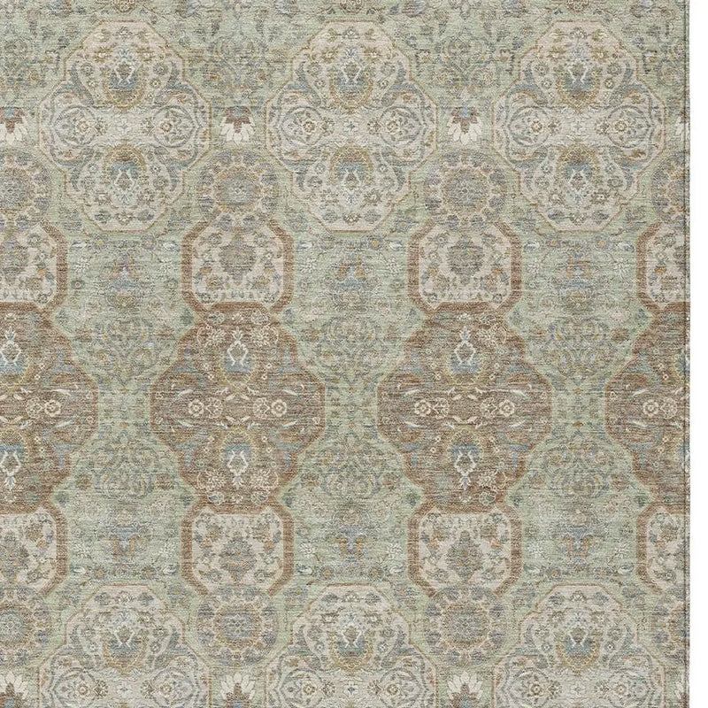9' X 12' Sage And Green Floral Washable Indoor Outdoor Area Rug Homeroots Outdoor